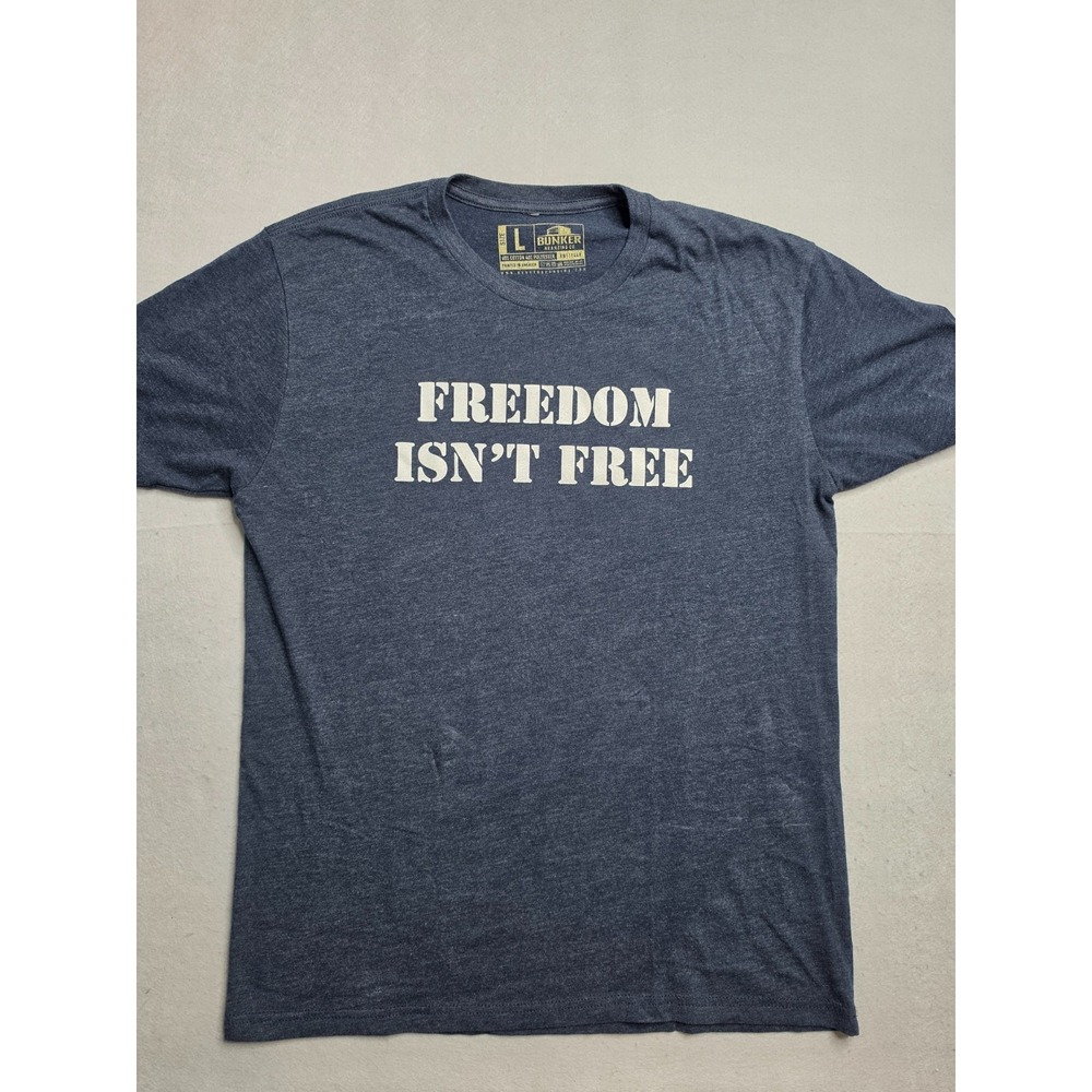 Bunker Branding Co. T-Shirt Men's Large Navy Blue Freedom‎ Isn't Free Graphic